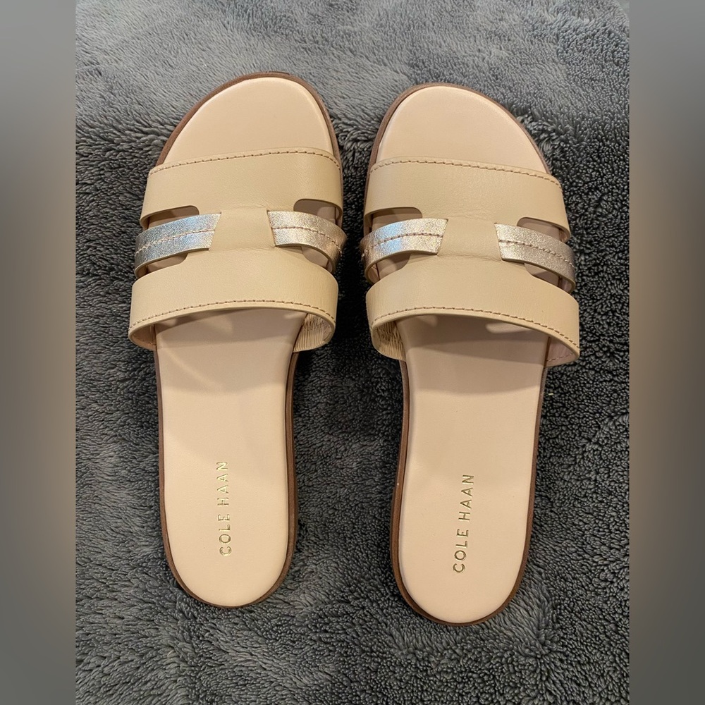 Cole Haan Flynn Slotted Slide in Porcelain Rose-Gold